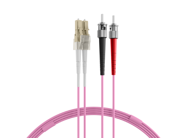 Fiberpatch 50/125 LC-ST -  2,0 m LSZH Multimode Duplex OM4 Rosa 