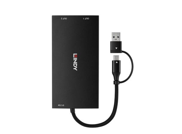 Lindy Konverter USB A/C > 2xHDMI 4K Kobler enhet til 2 skjermer 