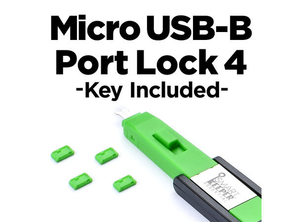 Smartkeeper Essential USB Micro-B- Grønn USB Micro-B Port Lås 4stk + Nøkkel Basic 