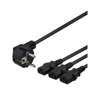 Strømkabel Splitt Schuko til 3X C13, 3m 1m+2m, 10A/250V