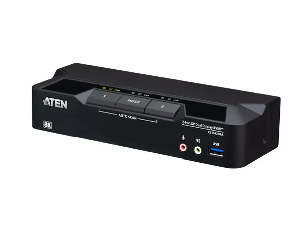 Aten KVM Switch 2-Port DP USB3 8K DisplayPort USB3 Audio 4xKabel 