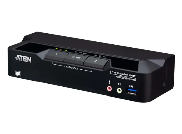 Aten KVM Switch 2-Port DP USB3 8K MST DisplayPort USB3 HD Audio 