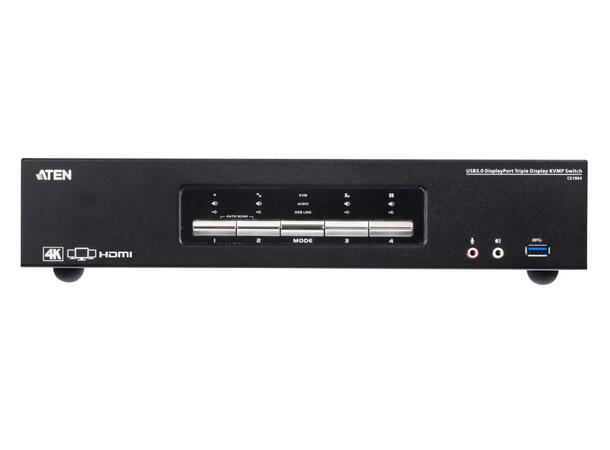 Aten KVM Switch 4-Port Triple Head 4K DisplayPort, USB 3.0 