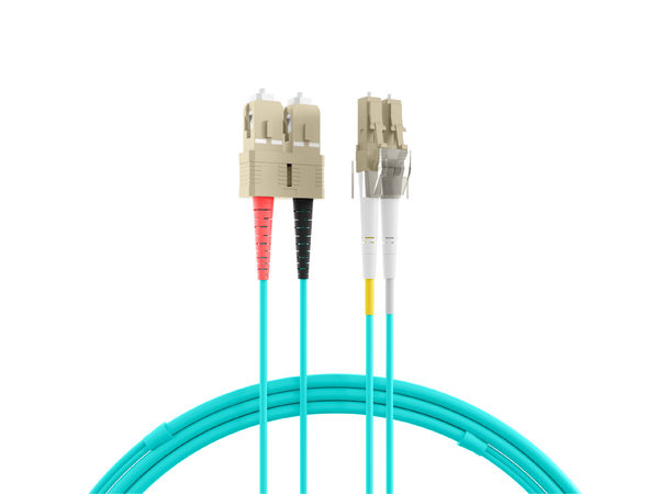 Fiberpatch 50/125 LC-SC - 15 m LSZH Multimode Duplex OM3 Flat Aqua 