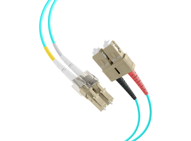 Fiberpatch 50/125 LC-SC - 15 m LSZH Multimode Duplex OM3 Flat Aqua 