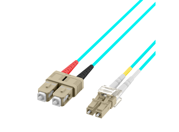 Fiberpatch 50/125 LC-SC - 15 m LSZH Multimode Duplex OM3 Flat Aqua 