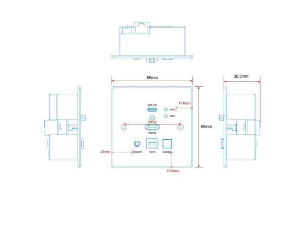 Lindy Extender HDMI USB-C 4K HDBaseT Cat.6 KVM *B-vare* 