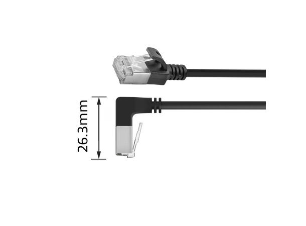 UTP Patch Cat.6A -  2 m Sort Nettverkskabel Slimline 1xRJ45 90° Ned 