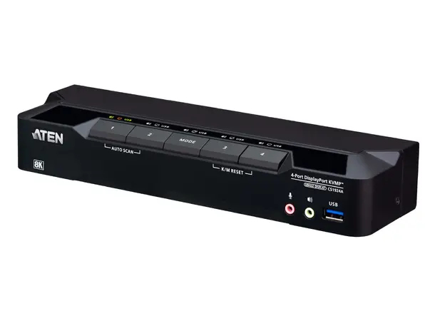Aten KVM Switch 4-Port DP USB3 8K DisplayPort USB3 Audio 4xKabel 